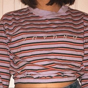 Trendy Striped Long-sleeved Crop Top